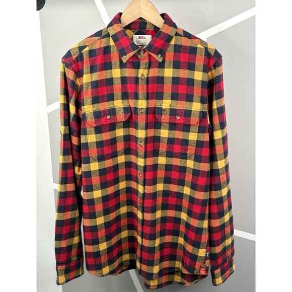 Fjallraven Other - Fjallraven Skog Flannel Shirt Men’s Large Slim Fit Button Down Yellow Red Plaid